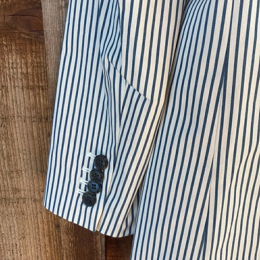 J. Crew Cotton Alfie Blazer in Striped Chino- Single Breasted Vintage Prep Style